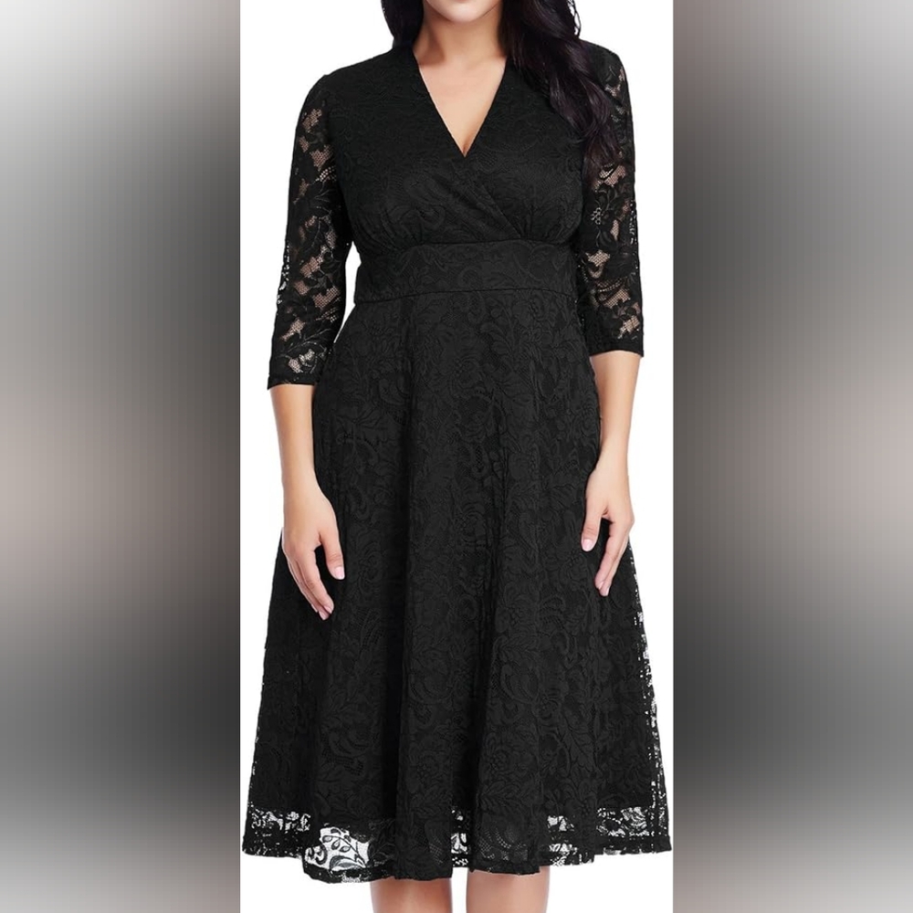 Black Lace 3/4 Sleeve dress
